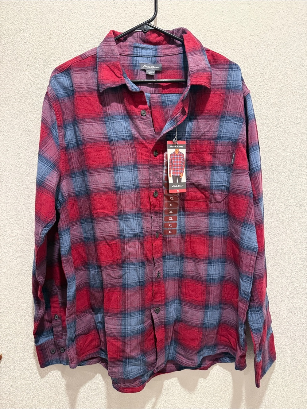 Eddie Bauer Red and Blue Plaid Button-Down Shirt